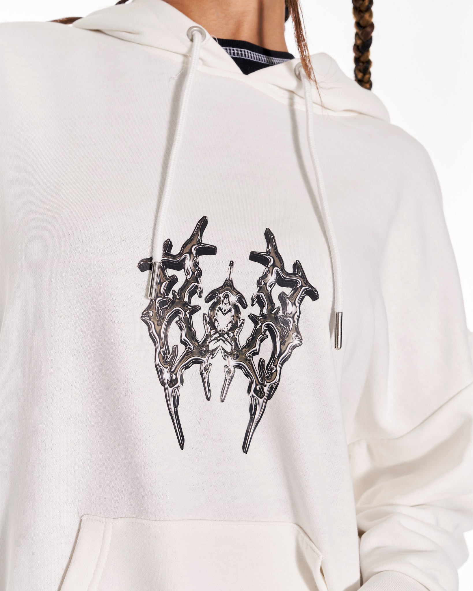 Cyber Armour Hoodie With Graphic In White